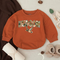 Personalized Hudson Baby Romper with Mallard Duck Design Rustic Gingham Pattern Southern Boys Hunting Outfit Soft Cotton Gift Idea
