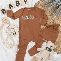 Personalized Hudson Fishing Baby Bodysuit Cute Newborn Outfit Whimsical Fish Design Colorful Letters Gift for Baby Boy Shower
