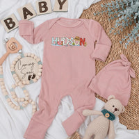 Personalized Hudson Fishing Baby Bodysuit Cute Newborn Outfit Whimsical Fish Design Colorful Letters Gift for Baby Boy Shower
