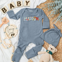 Personalized Hudson Fishing Baby Bodysuit Cute Newborn Outfit Whimsical Fish Design Colorful Letters Gift for Baby Boy Shower