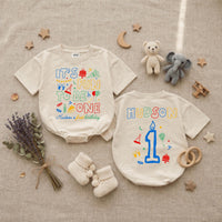 Personalized It's Fun to Be One Baby Romper Birthday Bodysuit with Custom Name First Party Outfit Gift for Infant or Toddler Celebration