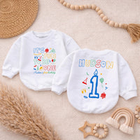 Personalized It's Fun to Be One Baby Romper Birthday Bodysuit with Custom Name First Party Outfit Gift for Infant or Toddler Celebration