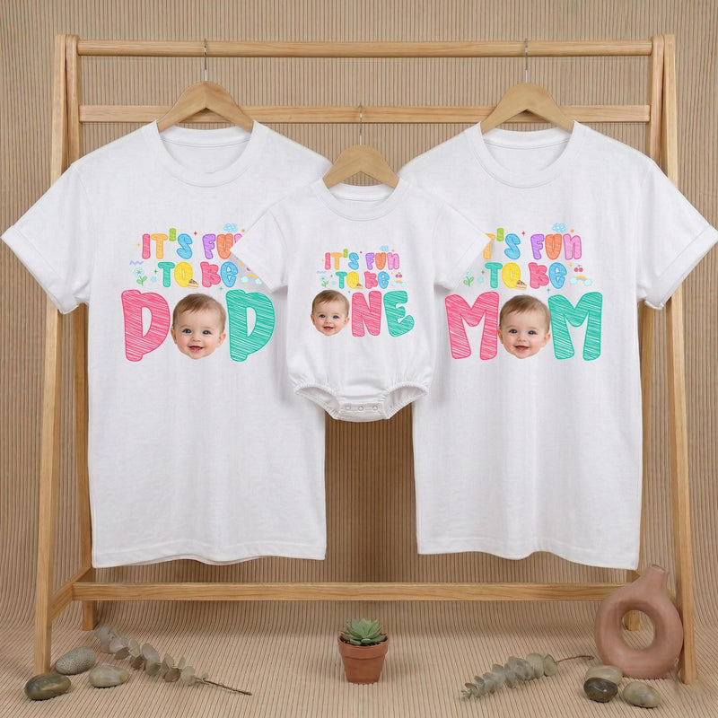 Personalized It's Fun to Be One Birthday Shirt with Baby Photo Custom Toddler Boys Girls Party Outfit Vibrant Colors First Birthday Gift