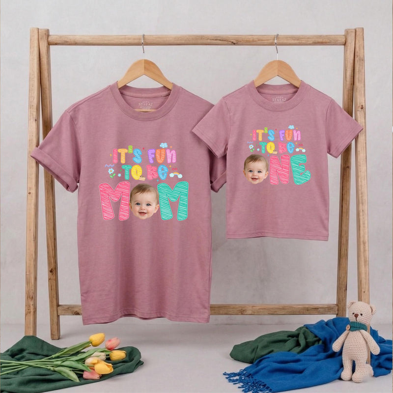Personalized It's Fun to Be One Birthday Shirt with Baby Photo Custom Toddler Boys Girls Party Outfit Vibrant Colors First Birthday Gift