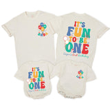 Personalized It's Fun to Be One Toddler Birthday Romper, Retro Family Matching Outfits, Baby First Party Gift Shirts with Custom Names