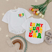 Personalized Juneteenth Baby Romper 1865 Freedom Day Outfit Custom Name Retro Red Yellow Green Design Infant Toddler Holiday Gift