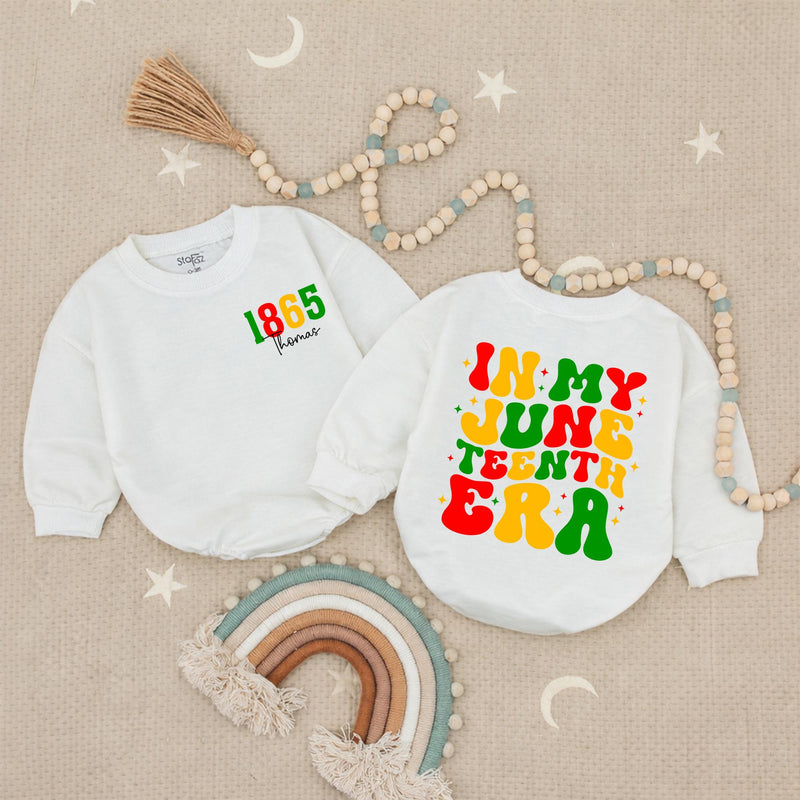 Personalized Juneteenth Baby Romper 1865 Freedom Day Outfit Custom Name Retro Red Yellow Green Design Infant Toddler Holiday Gift