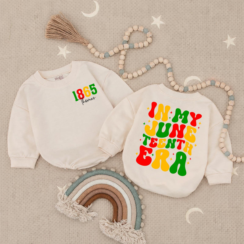 Personalized Juneteenth Baby Romper 1865 Freedom Day Outfit Custom Name Retro Red Yellow Green Design Infant Toddler Holiday Gift