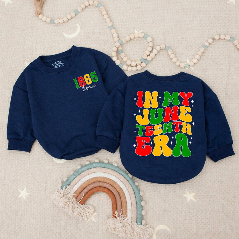 Personalized Juneteenth Baby Romper 1865 Freedom Day Outfit Custom Name Retro Red Yellow Green Design Infant Toddler Holiday Gift