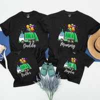 Personalized Kids Garbage Truck Birthday Shirt with Balloons and Confetti, Toddler Trash Bash Party Tee, Custom Name Green Truck Design
