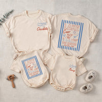 Personalized Lake Crew Matching Family Shirts with Custom Names, Baby Rompers & Kids Tees, Soft Cotton Summer Outfit for Vacations