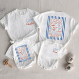 Personalized Lake Crew Matching Family Shirts with Custom Names, Baby Rompers & Kids Tees, Soft Cotton Summer Outfit for Vacations