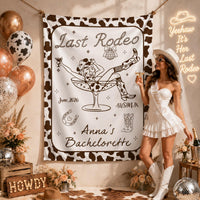 Personalized Last Rodeo Bachelorette Banner, Western Cowgirl Party Decor with Custom Name Date Austin TX, Rustic Disco Bridal Shower Sign
