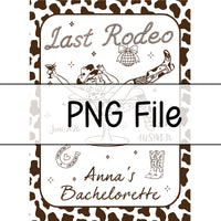 Personalized Last Rodeo Bachelorette Banner, Western Cowgirl Party Decor with Custom Name Date Austin TX, Rustic Disco Bridal Shower Sign