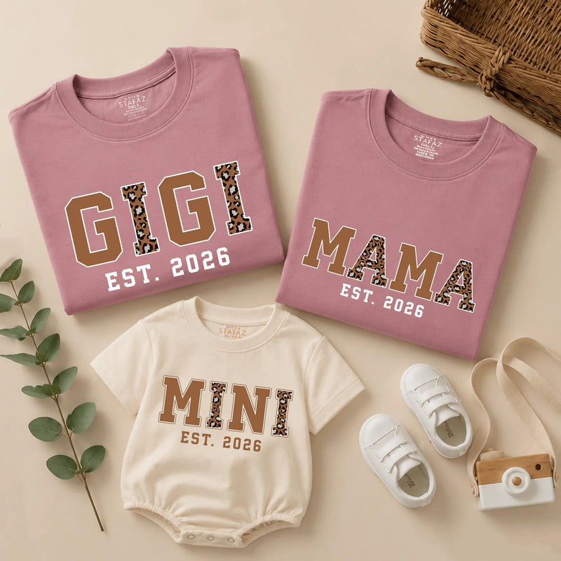Personalized Leopard Print Gigi Mama Mini Shirt, Gigi Shirt, Gift for Grandma, New Grandma Gift, Grandma and Mimi Matching Outfit