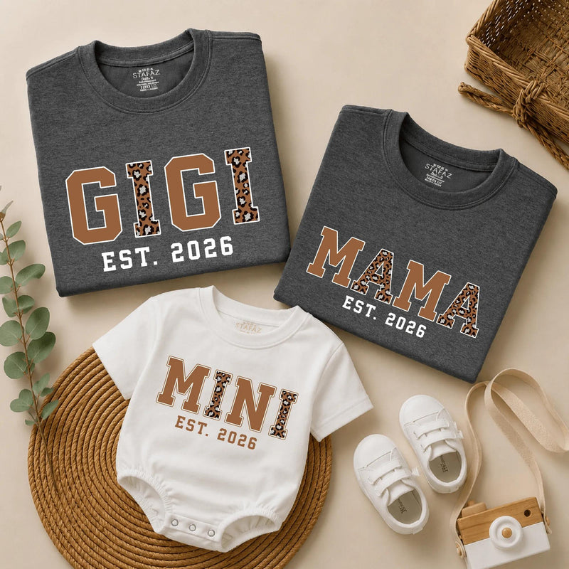 Personalized Leopard Print Gigi Mama Mini Shirt, Gigi Shirt, Gift for Grandma, New Grandma Gift, Grandma and Mimi Matching Outfit