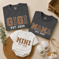 Personalized Leopard Print Gigi Mama Mini Shirt, Gigi Shirt, Gift for Grandma, New Grandma Gift, Grandma and Mimi Matching Outfit