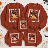 Personalized Leopard Pumpkin Bow Sweatshirt for Matching Family, Custom Fall Outfit for Mom Dad Kids Baby, Cozy Cotton Halloween Apparel