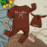 Personalized Lil Sister Baby Bodysuit with Pink Bow Design Soft Cotton Newborn Girl Clothes Sweet Minimalist Baby Shower Gift
