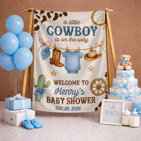 Personalized Little Cowboy Baby Shower Outfit with Onesie and Hat Western Theme Gift for Boys Featuring Watercolor Boots and Hat Design