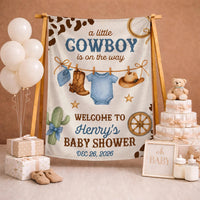 Personalized Little Cowboy Baby Shower Outfit with Onesie and Hat Western Theme Gift for Boys Featuring Watercolor Boots and Hat Design