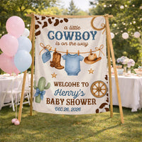 Personalized Little Cowboy Baby Shower Outfit with Onesie and Hat Western Theme Gift for Boys Featuring Watercolor Boots and Hat Design