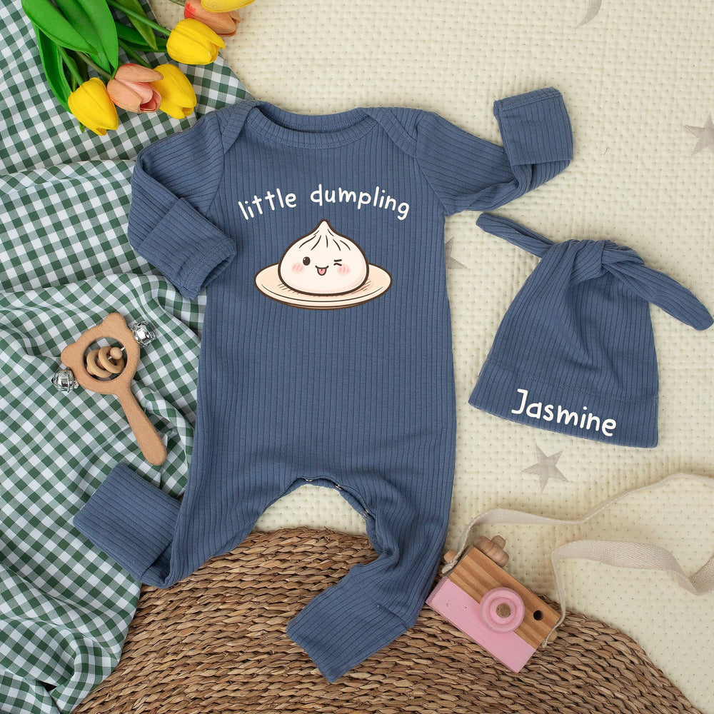 Personalized Little Dumpling Baby Bodysuit with Cute Cartoon Design Soft Cotton Romper Asian Food Theme Newborn Coming Home Gift