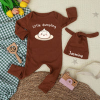 Personalized Little Dumpling Baby Bodysuit with Cute Cartoon Design Soft Cotton Romper Asian Food Theme Newborn Coming Home Gift