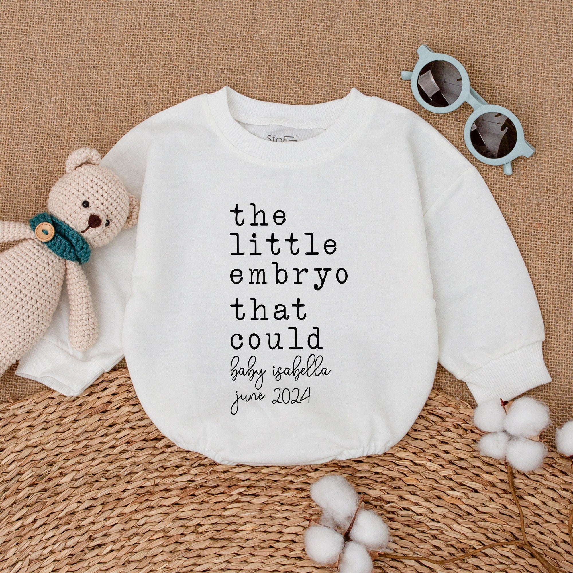 Personalized Little Embryo That Could Romper Custom Baby Isabella June 2024 Miracle Baby Outfit Soft Cotton Infant Bodysuit Gift