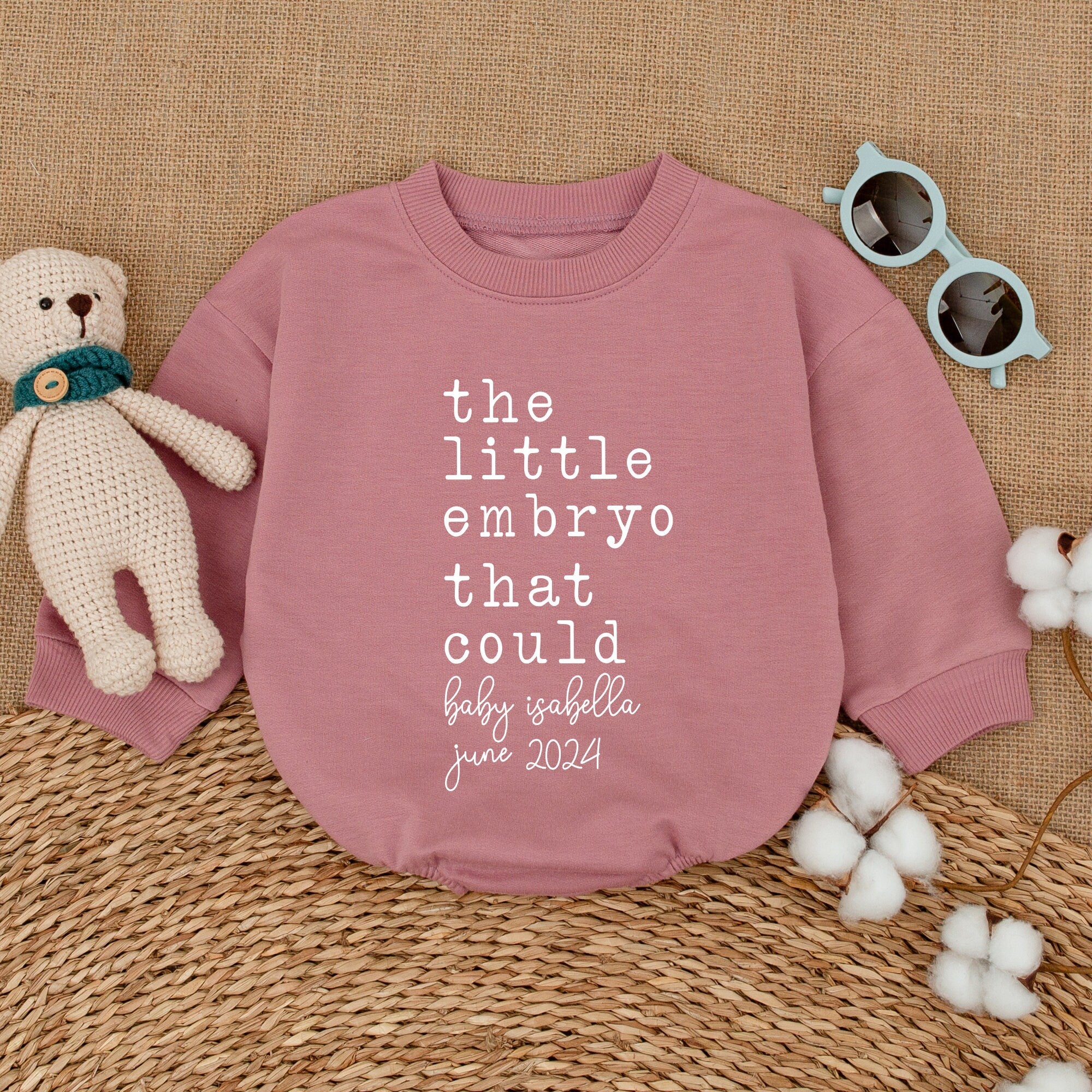 Personalized Little Embryo That Could Romper Custom Baby Isabella June 2024 Miracle Baby Outfit Soft Cotton Infant Bodysuit Gift