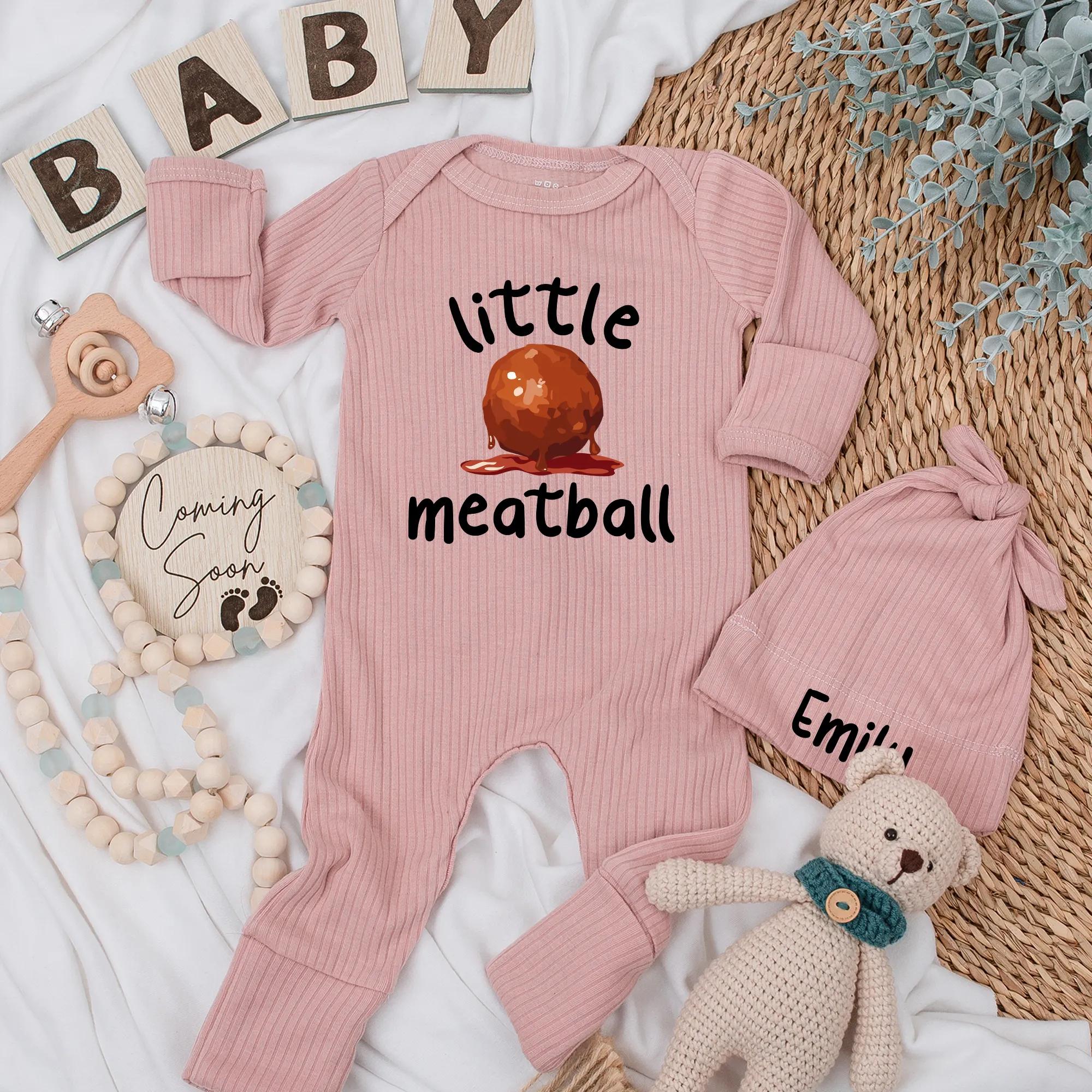 Personalized Little Meatball Baby Bodysuit Cute Italian Foodie Newborn Outfit Funny Baby Shower Gift Soft Cotton Clothing Unique Design