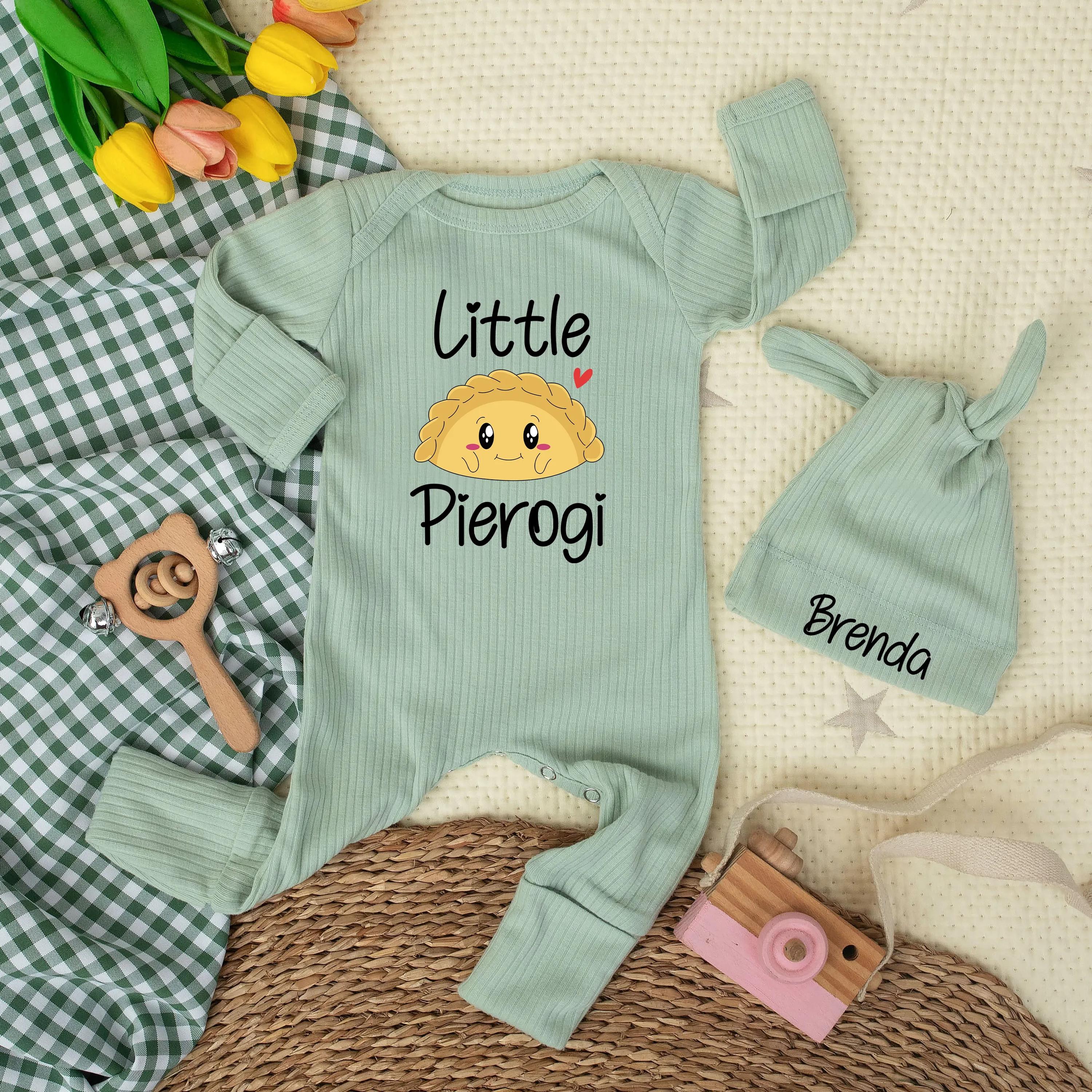 Personalized Little Pierogi Baby Bodysuit with Custom Name Cute Polish Newborn Outfit Adorable Infant Gift Whimsical Coming Home Clothes