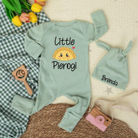 Personalized Little Pierogi Baby Bodysuit with Custom Name Cute Polish Newborn Outfit Adorable Infant Gift Whimsical Coming Home Clothes