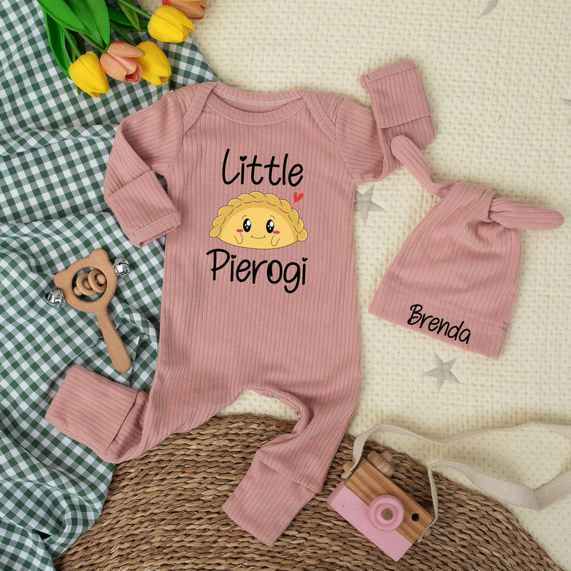 Personalized Little Pierogi Baby Bodysuit with Custom Name Cute Polish Newborn Outfit Adorable Infant Gift Whimsical Coming Home Clothes