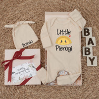 Personalized Little Pierogi Baby Bodysuit with Custom Name Cute Polish Newborn Outfit Adorable Infant Gift Whimsical Coming Home Clothes