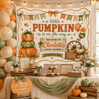Personalized Little Pumpkin Baby Shower Banner Rustic Fall Party Backdrop Autumn Decor with Name and Date Warm Seasonal Celebration