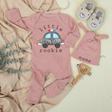 Personalized Little Rookie Police Baby Outfit with Car Design Newborn Romper and Name Hat Infant Boy Coming Home or Shower Gift