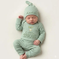 Personalized Little Sprout Baby Bodysuit with Cute Seedling Design Newborn Outfit Soft Cotton Romper Nature-Inspired Garden Baby Gift