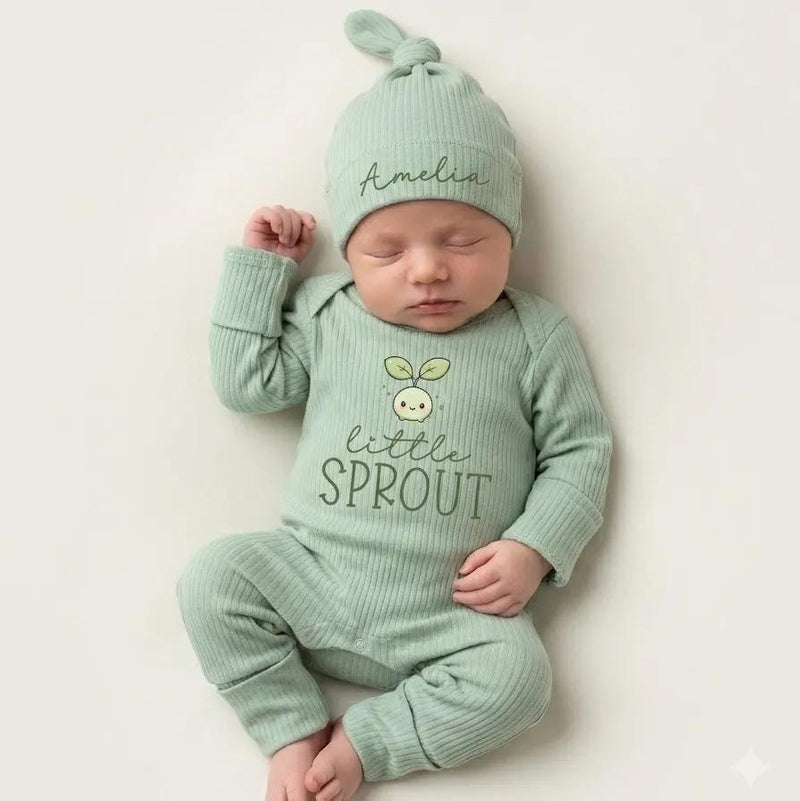 Personalized Little Sprout Baby Bodysuit with Cute Seedling Design Newborn Outfit Soft Cotton Romper Nature-Inspired Garden Baby Gift