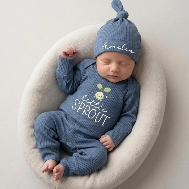 Personalized Little Sprout Baby Bodysuit with Cute Seedling Design Newborn Outfit Soft Cotton Romper Nature-Inspired Garden Baby Gift