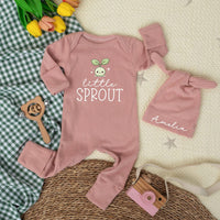 Personalized Little Sprout Baby Bodysuit with Cute Seedling Design Newborn Outfit Soft Cotton Romper Nature-Inspired Garden Baby Gift