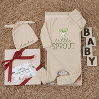 Personalized Little Sprout Baby Bodysuit with Cute Seedling Design Newborn Outfit Soft Cotton Romper Nature-Inspired Garden Baby Gift