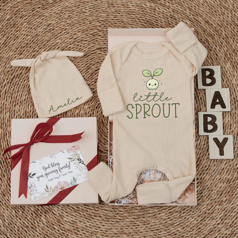 Personalized Little Sprout Baby Bodysuit with Cute Seedling Design Newborn Outfit Soft Cotton Romper Nature-Inspired Garden Baby Gift