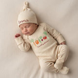Personalized Locally Grown Baby Bodysuit with Farm Veggie Design Soft Cotton Infant Outfit Unique Garden Baby Shower Gift