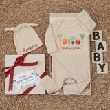 Personalized Locally Grown Baby Bodysuit with Farm Veggie Design Soft Cotton Infant Outfit Unique Garden Baby Shower Gift