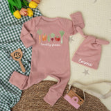 Personalized Locally Grown Baby Bodysuit with Farm Veggie Design Soft Cotton Infant Outfit Unique Garden Baby Shower Gift