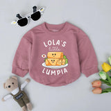 Personalized Lola's Little Lumpia Baby Romper, Cute Filipino Food Design, Gender Neutral Long Sleeve Bodysuit, Soft Cotton Outfit