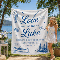 Personalized Love on the Lake Bachelorette Banner Lake Tahoe Party Decor Custom Lake House Weekend Bride Celebration Banner EST 2026