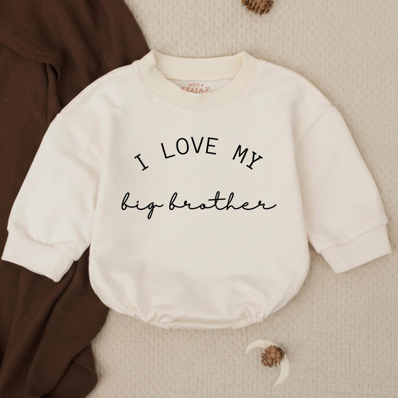 Personalized I Love My Big Brother Romper Baby Bodysuit Gift Idea Soft Comfortable Toddler Outfit Cute Infant Sibling Clothes for Boys or Girls