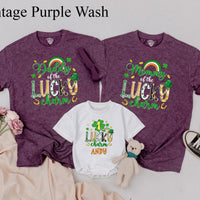 Personalized Lucky Charm Birthday Shirts with Shamrocks Matching Family St Patricks Day Outfit for Baby Toddler Boy and Mommy Custom